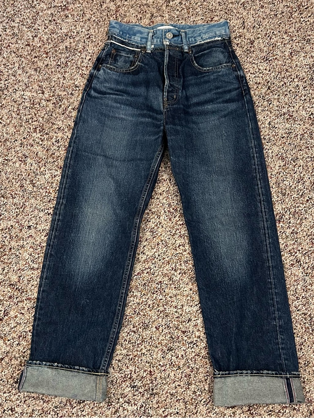 Moussy Vintage Made in Japan Straight Leg Dark Blue Selvegde Denim Jeans 24